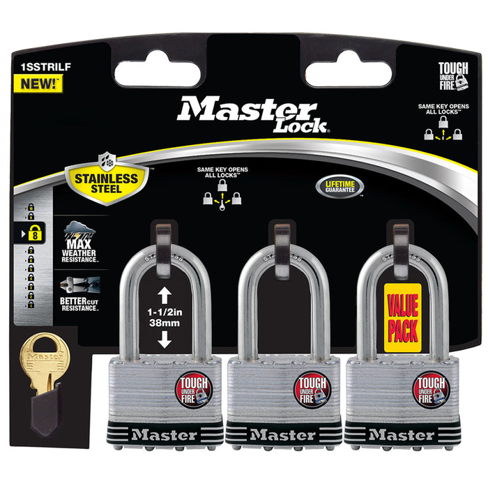 Master Lock #1SSTRILFHC 1-3/4 in. W Laminated Steel 4-Pin Cylinder Padlock Keyed Alike