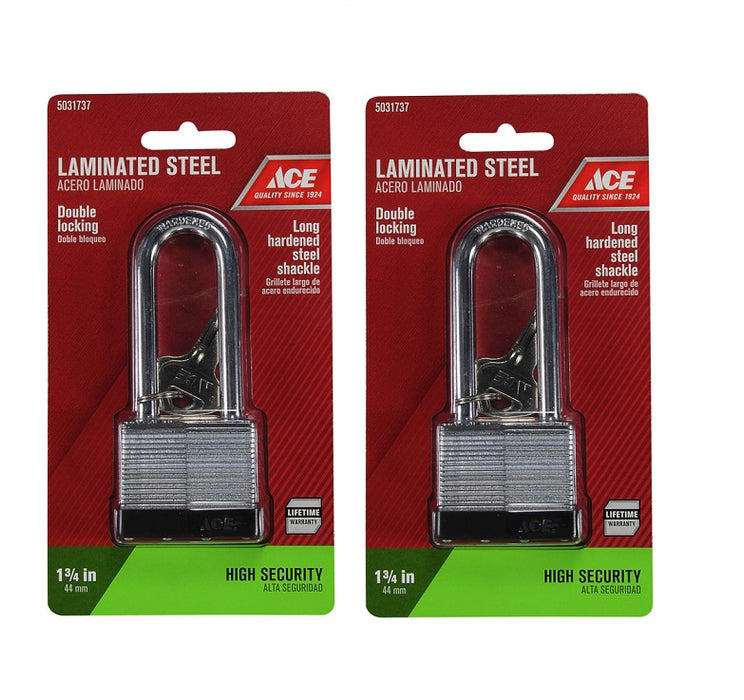 Ace Hardware #744DBLL 1-3/8" x 1-3/4" x 1-1/16" Steel Double Locking Long Padlock ~ 2-Pack