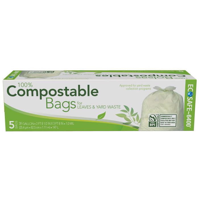 Eco-Safe #C042787S Compostable 39 gal Lawn & Leaf Bags Twist Tie 5 pk