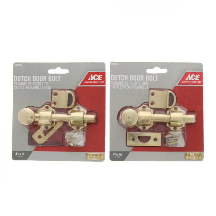 Ace Hardware #01-3085-740 Bright Brass Brass Dutch Door Bolt ~ 2-Pack