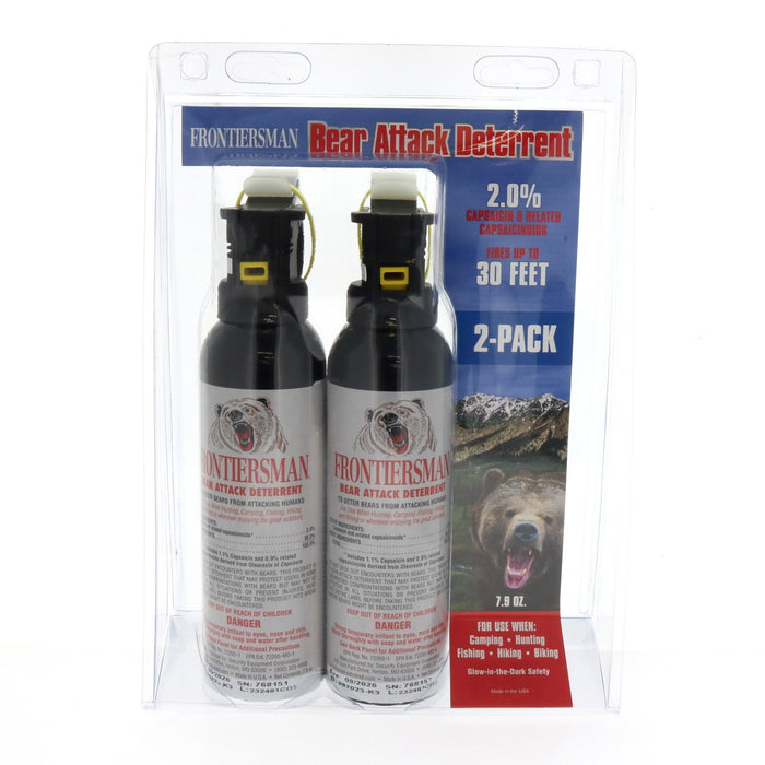 Frontiersman Bear Deterrent Spray Canisters Max 30' Range ~ #FBAD 03-03 ~ 2-Pack