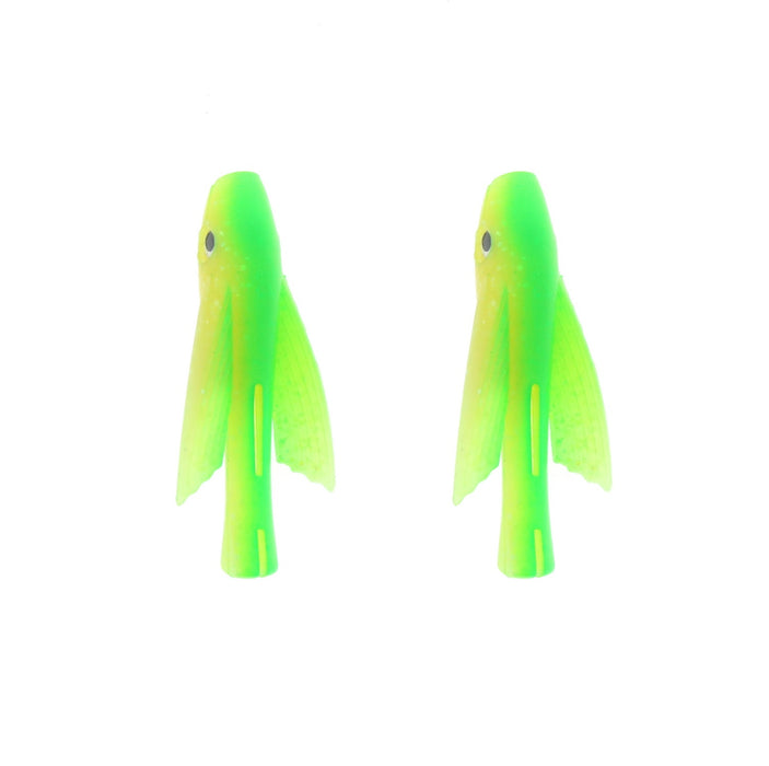 Braid 7" Fin Flyer Swimmer Bait Lure Unrigged Green Yellow ~ 2-Pack