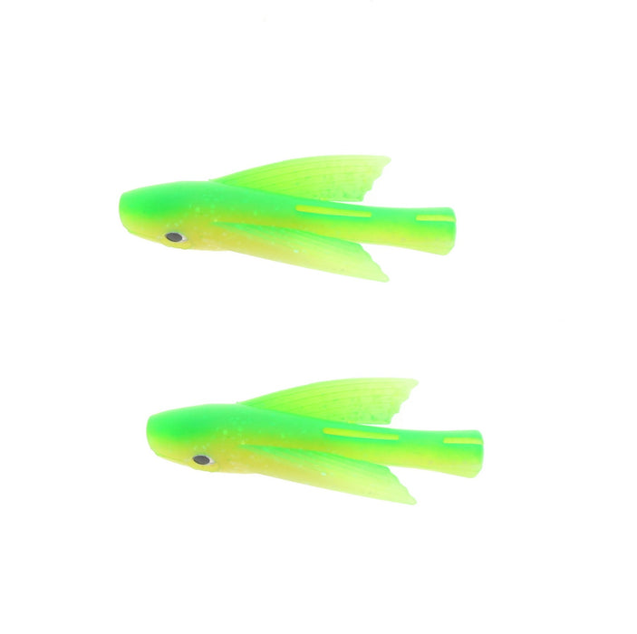 Braid 7" Fin Flyer Swimmer Bait Lure Unrigged Green Yellow ~ 2-Pack