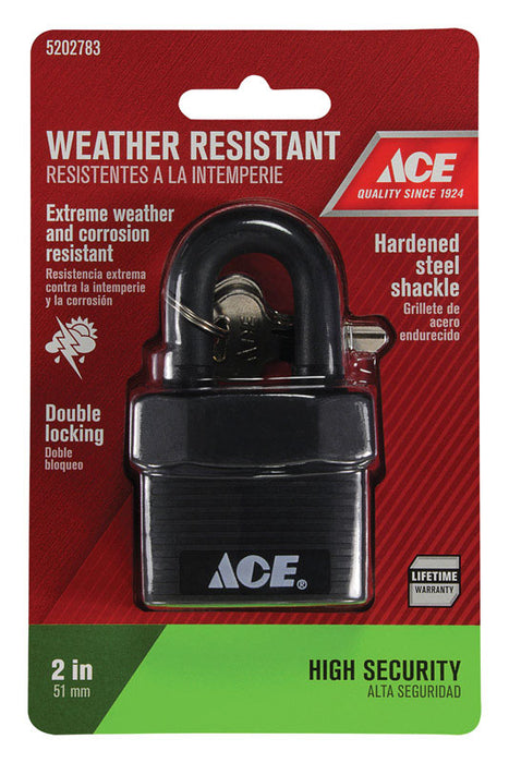 Ace Hardware #382-40051 1-5/8"  X 1-3/4" X 1-1/8" Steel All Weather Double Locking Padlock