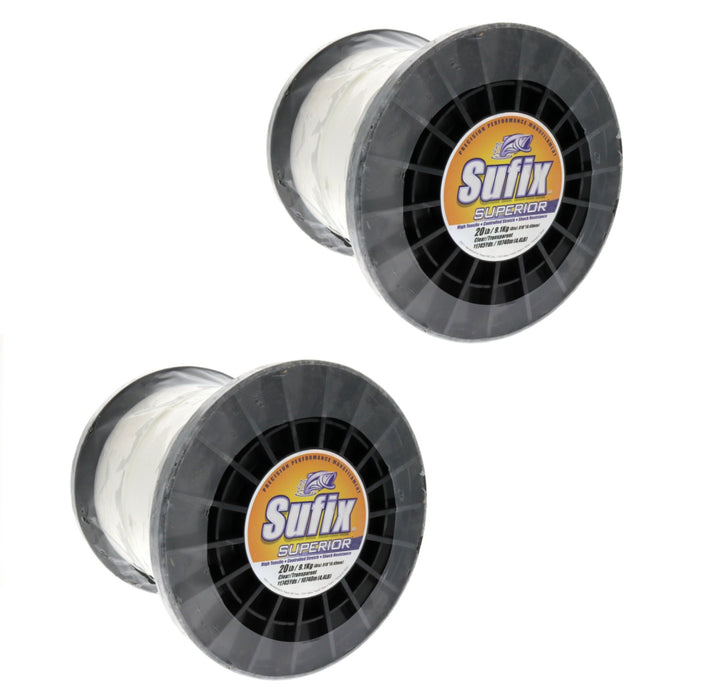 Sufix #648-020 Superior Monofilament Fishing Line 20lbs 11745yds Clear ~ 2-Pack