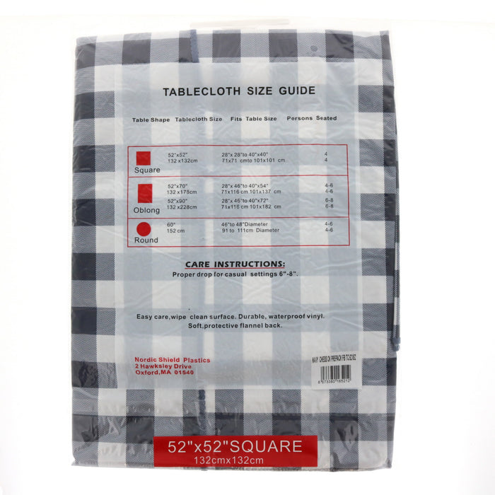 Nordic Shield Vinyl Brand Extra Heavy Weight Flannel Back Tablecloth 52"x52" Square~ 2-Pack