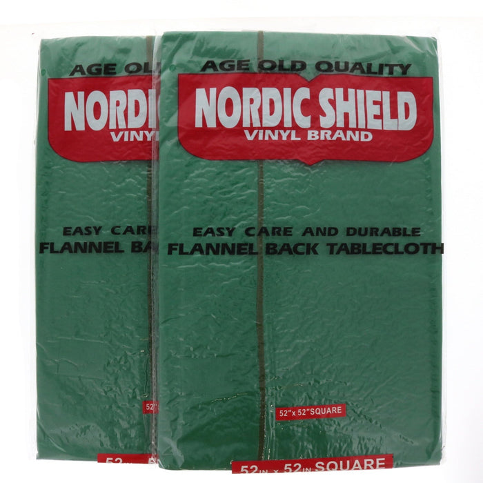 Nordic Shield Vinyl Brand Table Cloth 52"x52" Square Green ~ 2-Pack