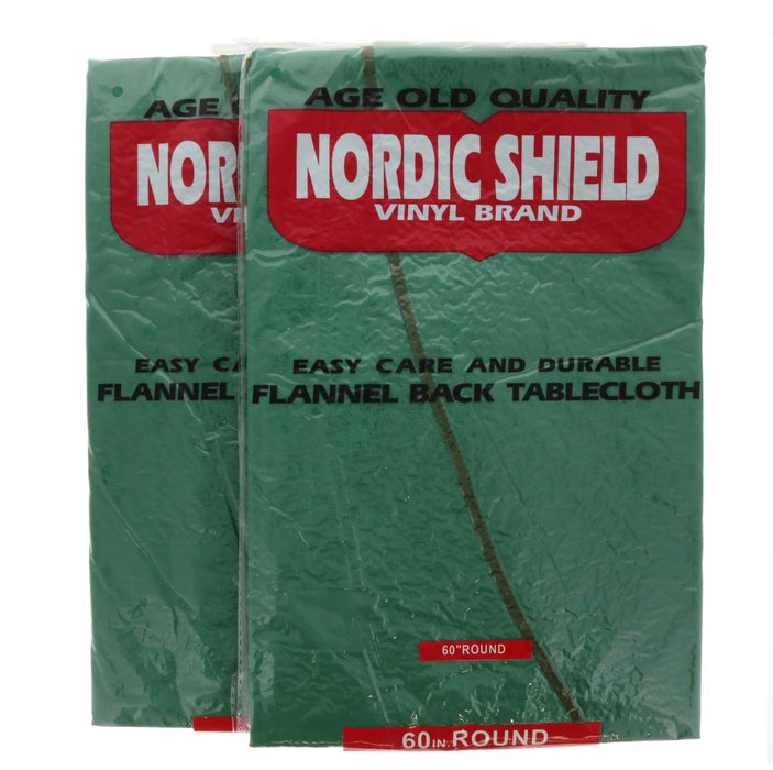 Nordic Shield Vinyl Table Cloth 60" Round Green ~ 2-Pack