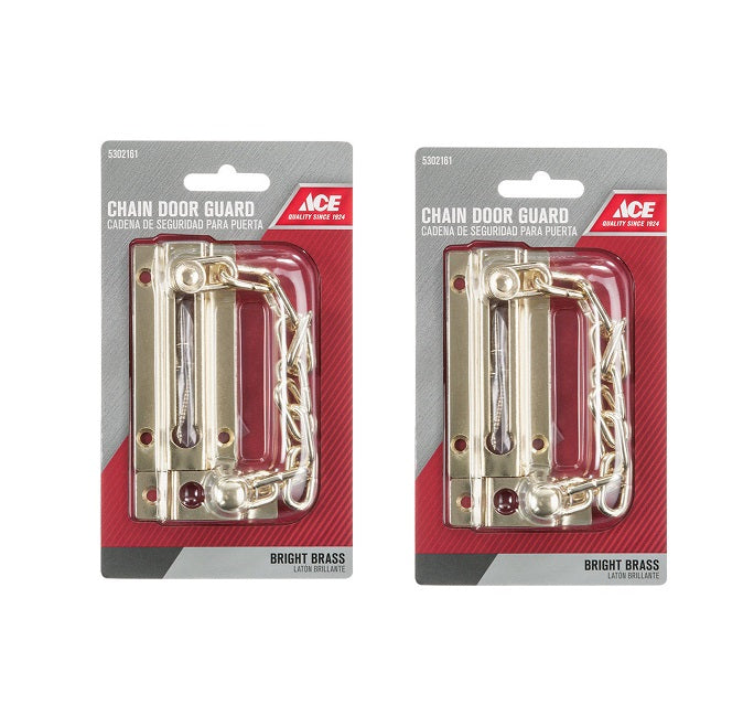 Ace Hardware #01-3016-140 3.38 in. Brass Steel Chain Door Guard ~ 2-Pack