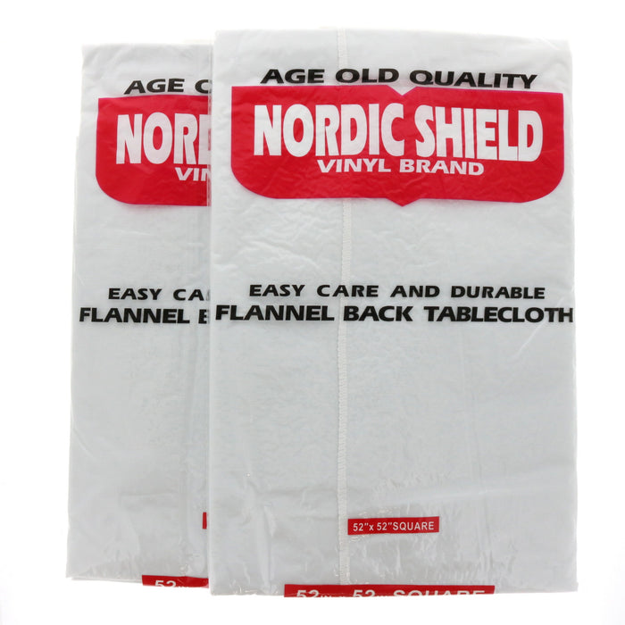 Nordic Shield Vinyl Brand Table Cloth 52"x52" Square White ~ 2-Pack