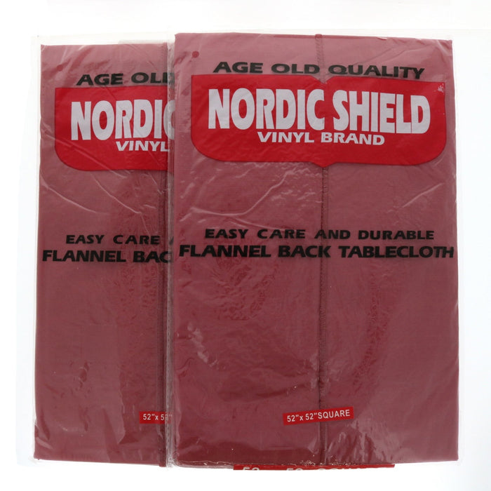 Nordic Shield Vinyl Brand Table Cloth 52"x52" Square Maroon Red ~ 2-Pack