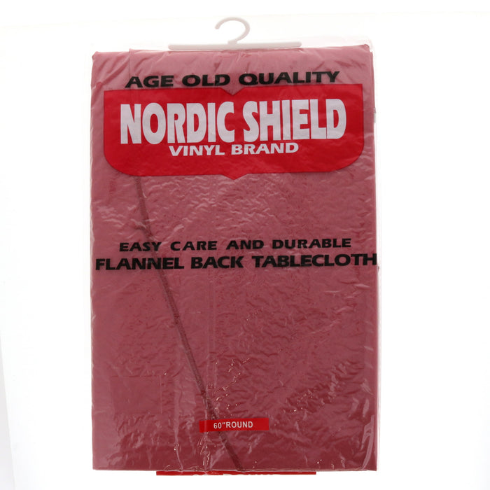 Nordic Shield Vinyl Table Cloth 60" Round Maroon Red ~ 2-Pack