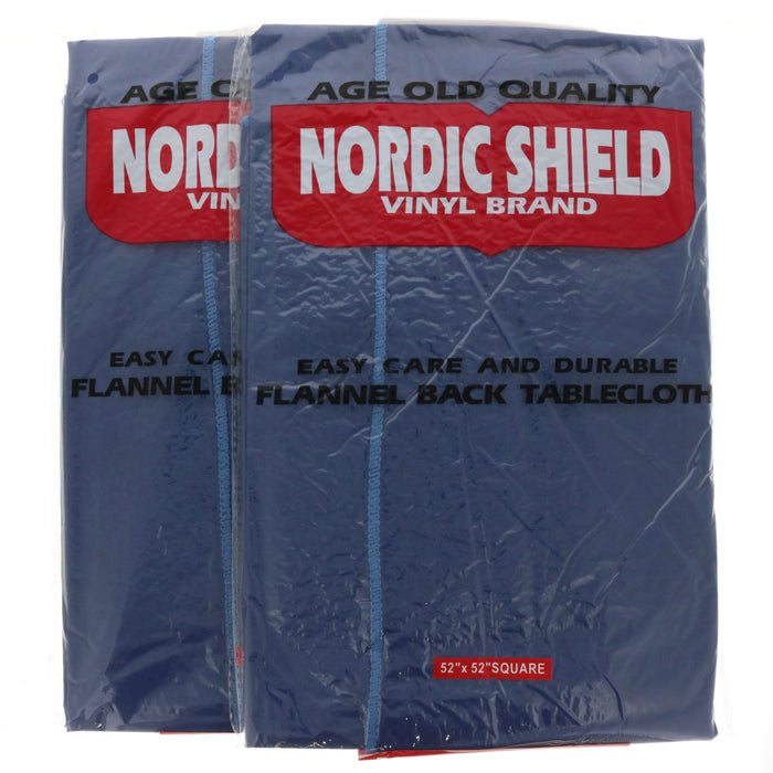 Nordic Shield Vinyl Brand Table Cloth 52"x52" Square Navy Blue ~ 2-Pack