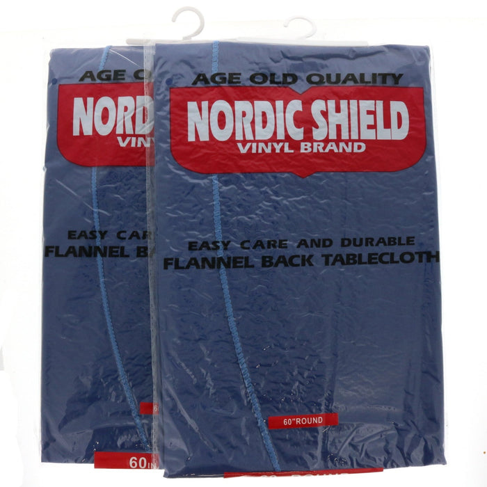 Nordic Shield Vinyl Table Cloth 60" Round Navy Blue ~ 2-Pack