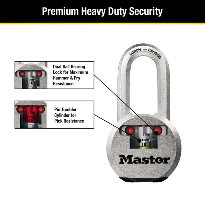 Master Lock #M930XKADLHCCSEN 4-45/64 in. H X 1-19/64 in. W X 2-1/2 in. L Steel Ball Bearing Locking Padlock Keyed Ali