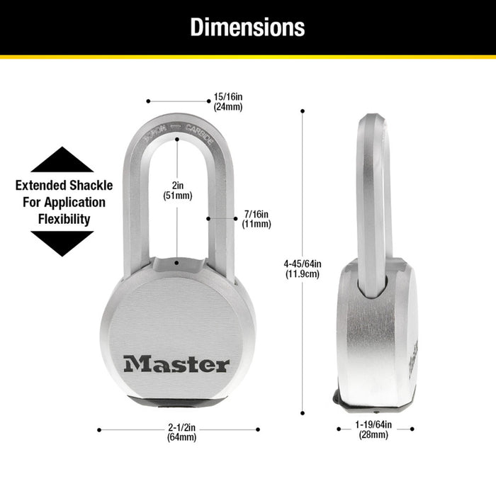Master Lock #M930XKADLHCCSEN 4-45/64 in. H X 1-19/64 in. W X 2-1/2 in. L Steel Ball Bearing Locking Padlock Keyed Ali