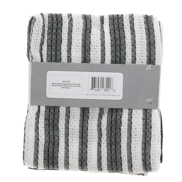 J&M Home Fashions #3541 Newport Stripe Kitchen Towels 18"x28" Black & White