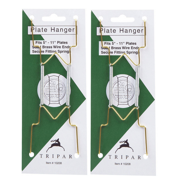 Tripar #10208 5 to 11 in. Brass Bent Curves Plate Hanger ~ 2-Pack