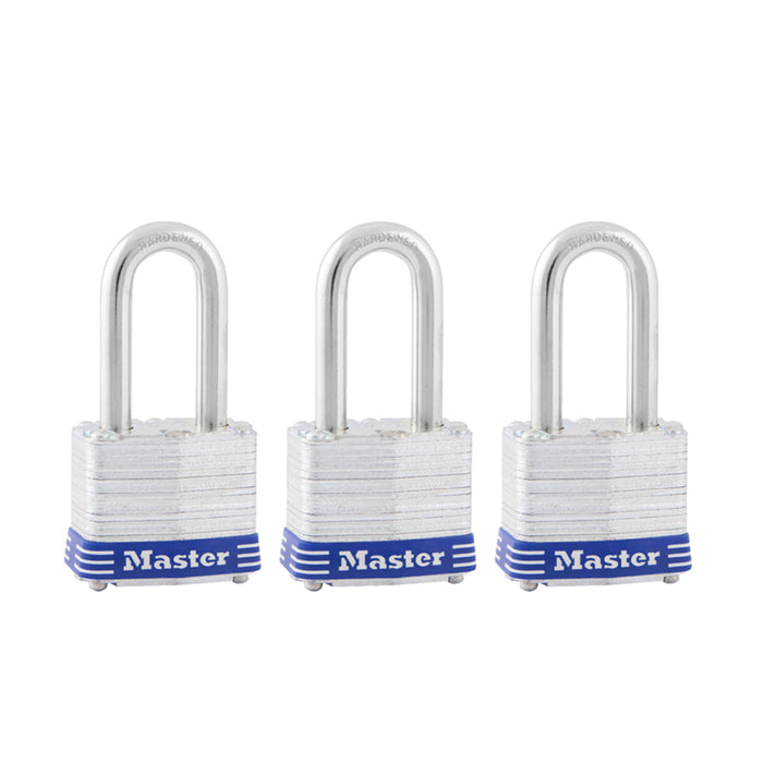 Master Lock #3TRILF 3-3/16 in. H X 1-9/16 in. W X 27/32 in. L Steel 4-Pin Cylinder Padlock Keyed Alike