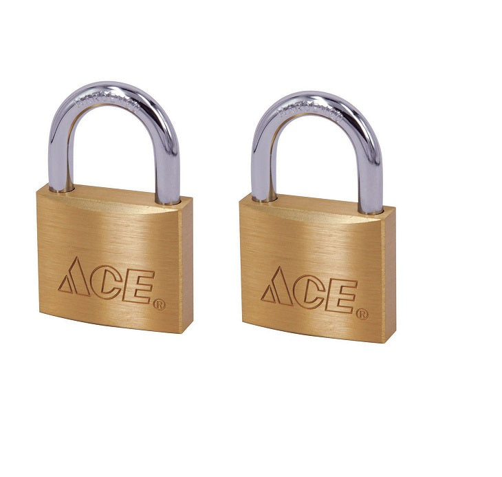 Ace Hardware #88-40DB 1-5/16" x 1-1/2" x 17/32" Brass Double Locking Padlock ~ 2-Pack