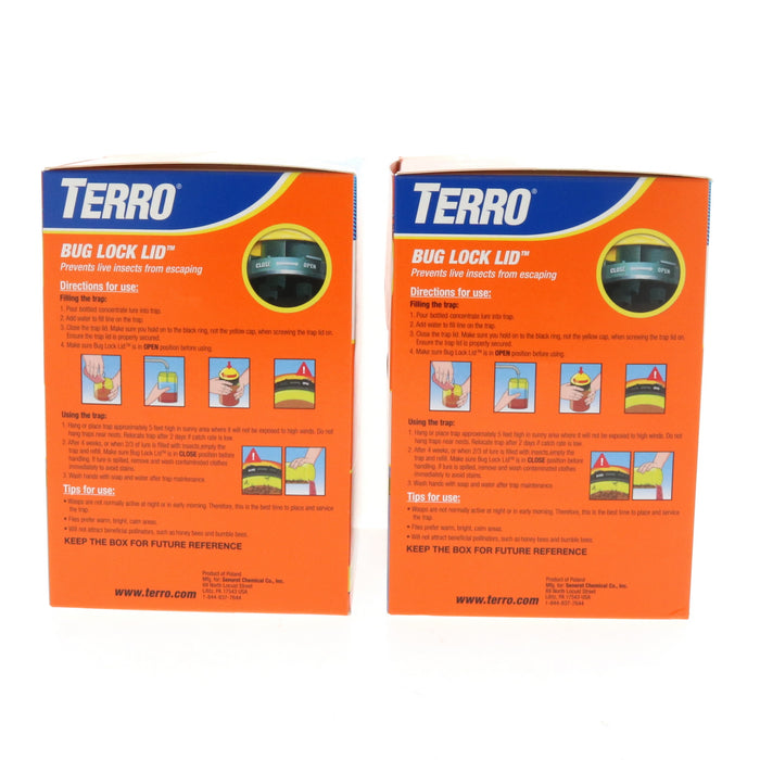 Terro #T512 Reusable Dual Action Wasp & Fly Trap Stink Free Bait ~ 2-Pack