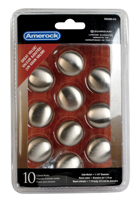 Amerock #TEN53005G10 Allison Value Round Cabinet Knob 1-1/4 in. D 1-1/8 in. Satin Nickel 10 pk