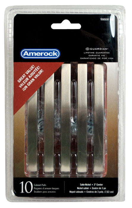 Amerock #TEN26201-G10 Essential'Z Cabinet Pull 3 in. Satin Nickel 10 pk