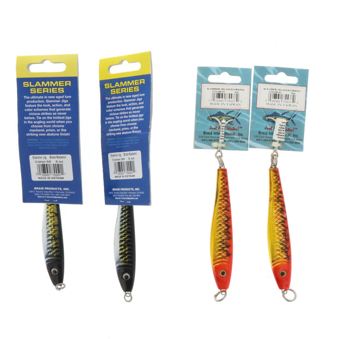 Braid Slammer Series Jigs 3 oz Saltwater Fishing ~ 4-Pack