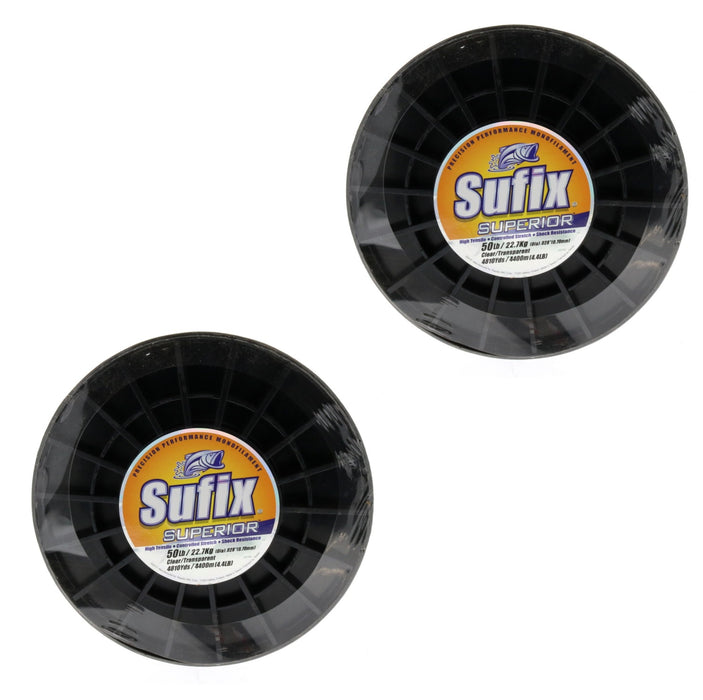 Sufix #648-050 Superior Monofilament Fishing Line 50lbs 4810yds Clear ~ 2-Pack