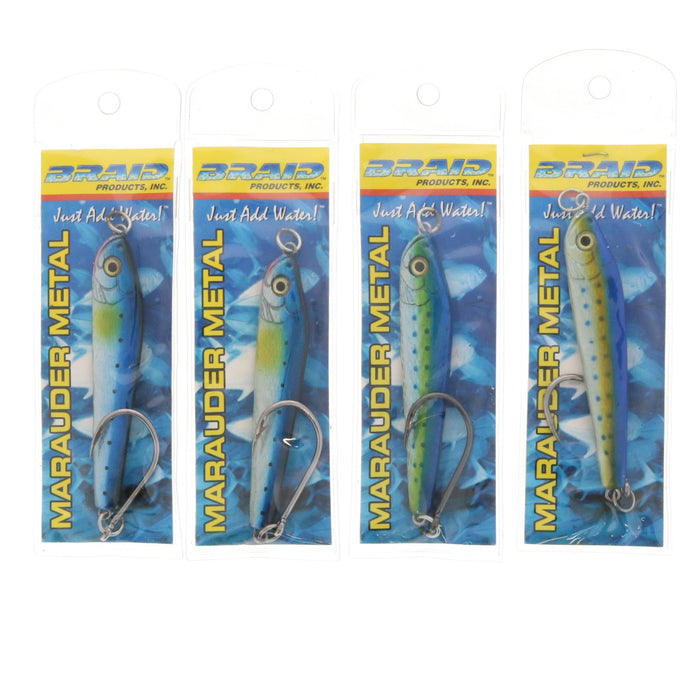 Braid Marauder Metal Saltwater Fishing Lure Jig 4oz ~ 4-Pack