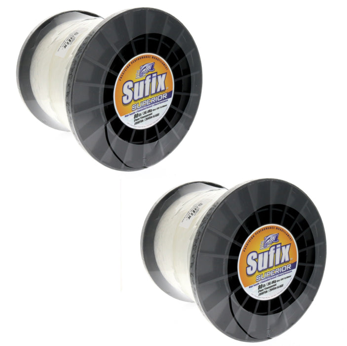 Sufix #648-080 Superior Monofilament Fishing Line 80lbs 2890yds Clear ~ 2-Pack