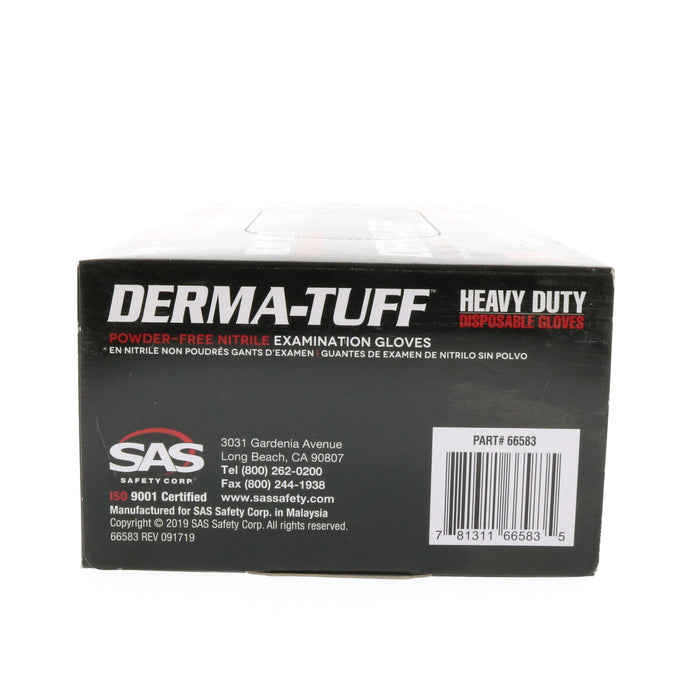 SAS Safety Derma-Tuff Nitrile Disposable Gloves Large Black Powder Free 120 pk