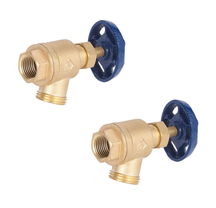 Homewerks #VGRBNOB3 1/2in FIP X 3/4in MHT Brass Garden Valve ~ 2-Pack