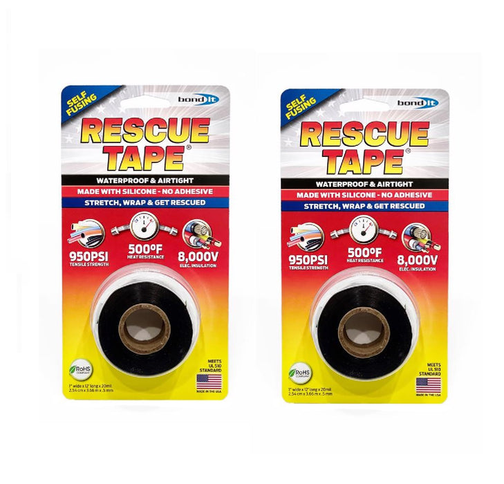 Rescue Tape #RT12012BBL Black 1 in. W X 12 ft. L Silicone Tape ~ 2-Pack