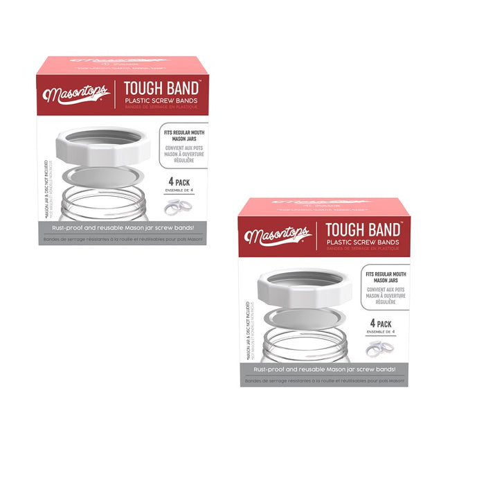 Masontops #TB4RWHT Tough Band Regular Mouth Canning Rings ~ 2-Pack ~ 8 Rings Total