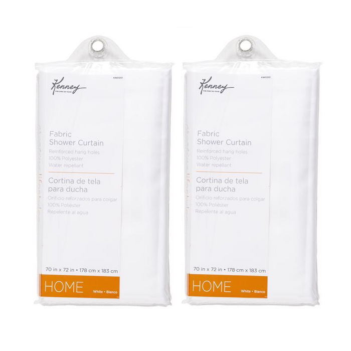 Kenney #KN61253 72 in. High X 70 in. Wide White Shower Curtain Liner Polyester ~ 2-Pack