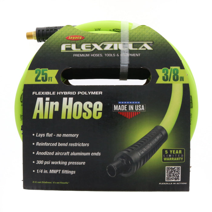 Flexzilla #HFZ3825YW2 25 ft. L X 3/8 in. D Hybrid Polymer Air Hose 300 psi Zilla Green