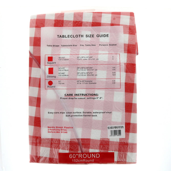 Nordic Shield Vinyl Brand Extra Heavy Weight Flannel Back Tablecloth 60" Round ~ 2-Pack