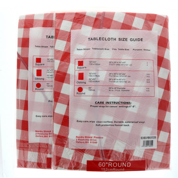 Nordic Shield Vinyl Brand Extra Heavy Weight Flannel Back Tablecloth 60" Round ~ 2-Pack