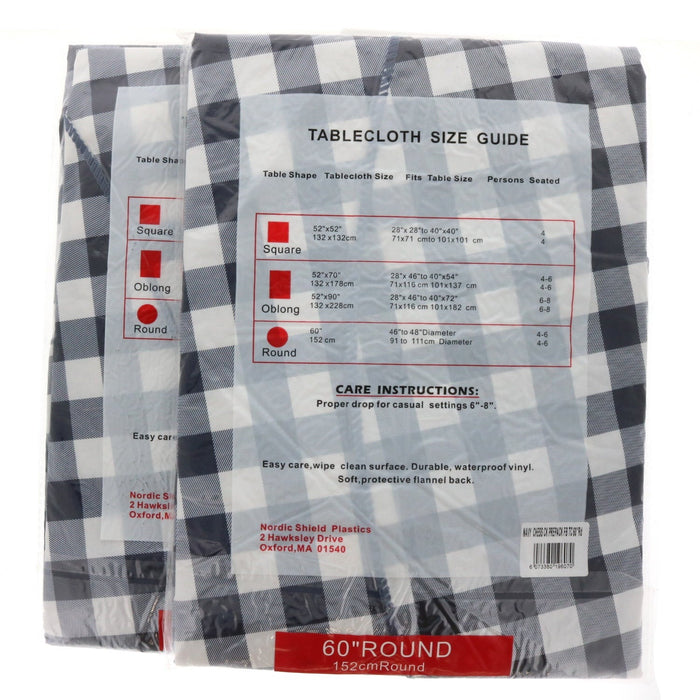 Nordic Shield Vinyl Brand Extra Heavy Weight Flannel Back Tablecloth 60" Round ~ 2-Pack