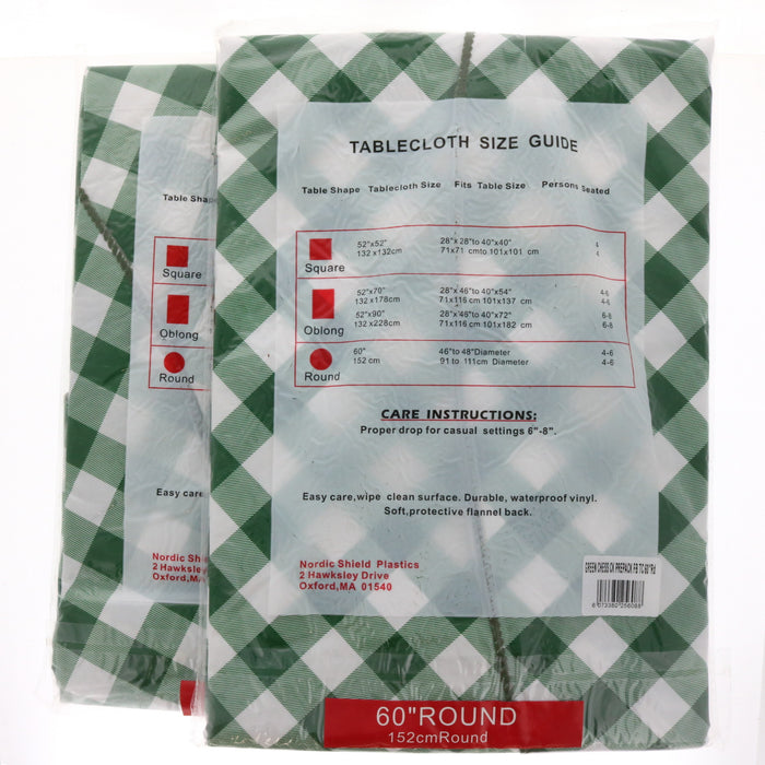 Nordic Shield Vinyl Brand Extra Heavy Weight Flannel Back Tablecloth 60" Round ~ 2-Pack