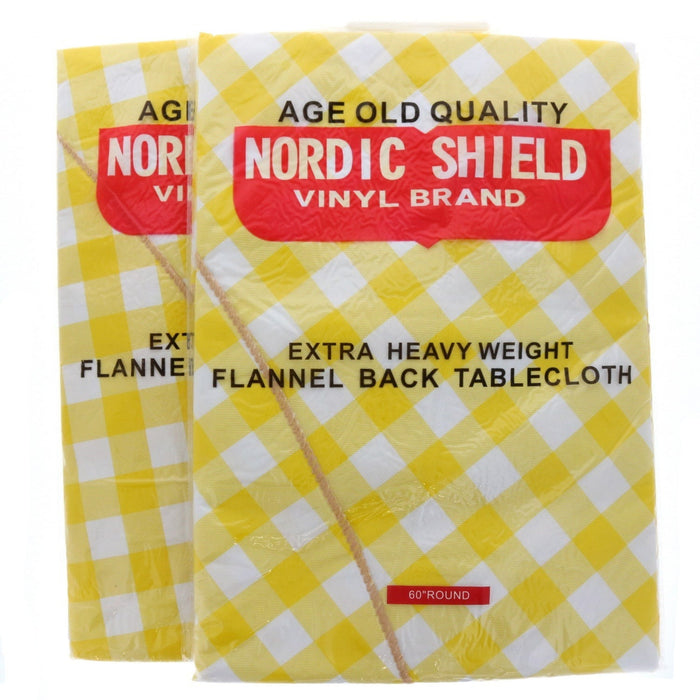 Nordic Shield Vinyl Brand Extra Heavy Weight Flannel Back Tablecloth 60" Round ~ 2-Pack