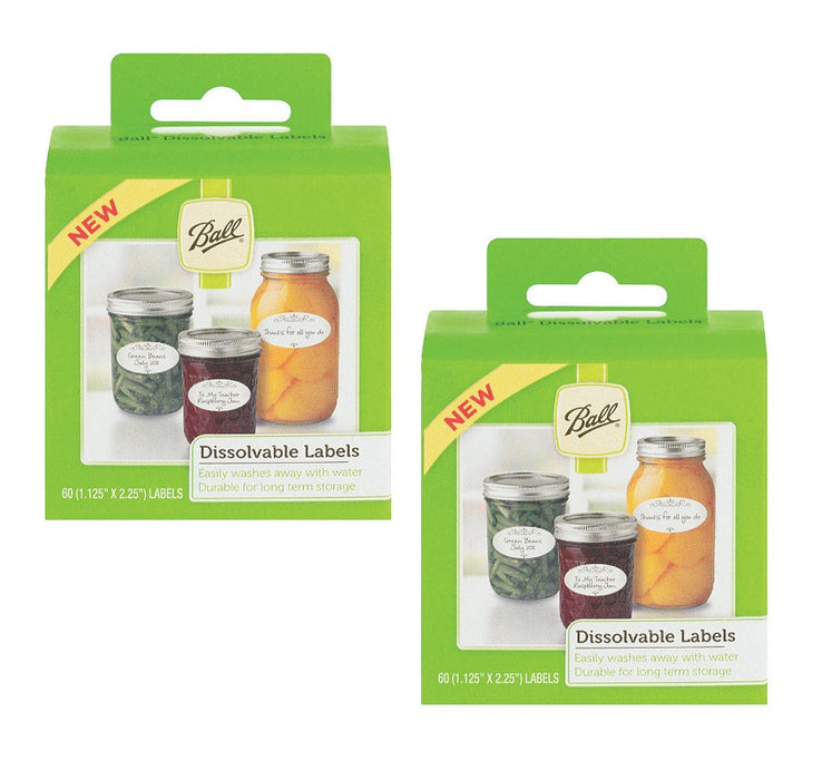 Ball #1440010734 Dissolvable Canning Jar Labels 60 pk ~ 2-Pack ~ 120 Labels Total