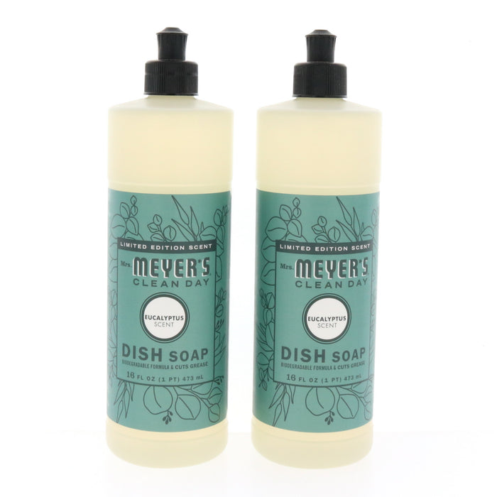 Mrs. Meyer's #11633 Eucalyptus Biodegradable Liquid Dish Soap ~ 2-Pack ~ 32 oz Total