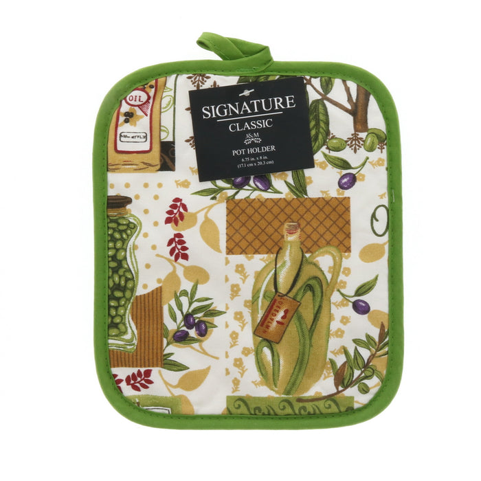 J&M Home Fashions Signature Classic Pot Holder-Olives