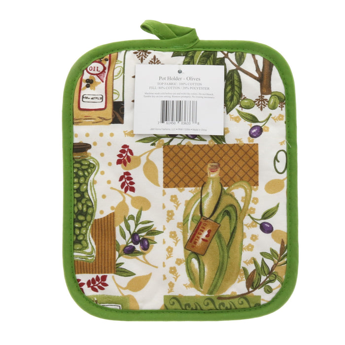 J&M Home Fashions Signature Classic Pot Holder-Olives