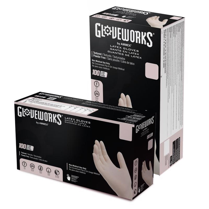 Gloveworks #TLF46100 Latex Disposable Gloves Large Ivory Powder Free 100 pk ~ 3-Pack