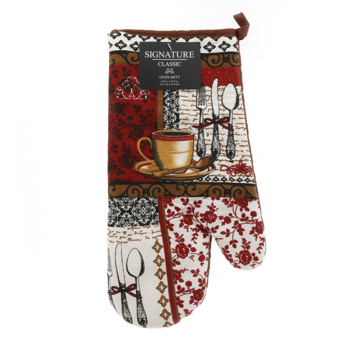 J&M Home Fashions Signature Classic Oven Mitt - Coffee Time