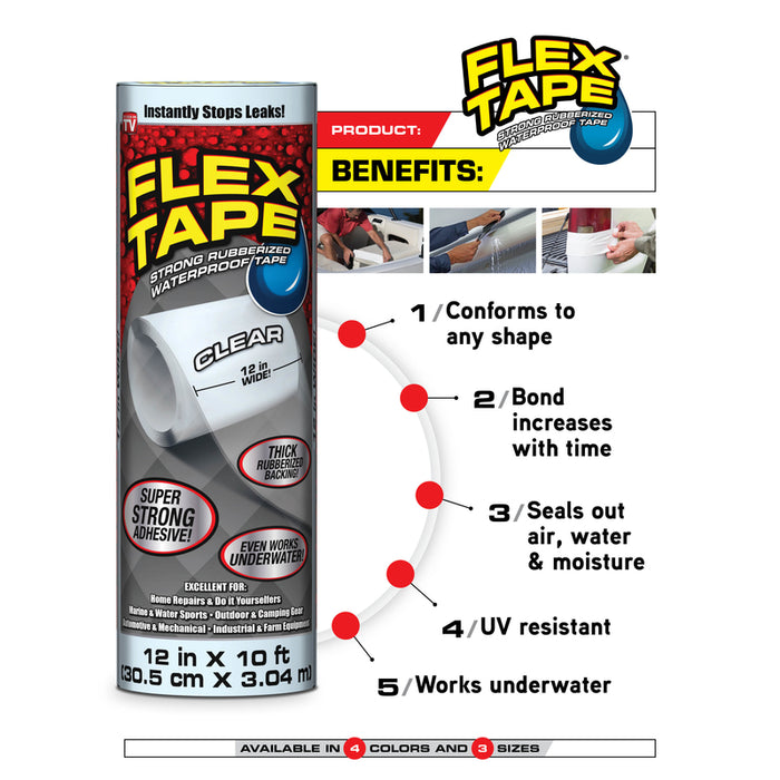 FLEX SEAL #TFSBLKR0405 Family of Products FLEX TAPE 4 in. W X 5 ft. L Black Waterproof Repair Tape
