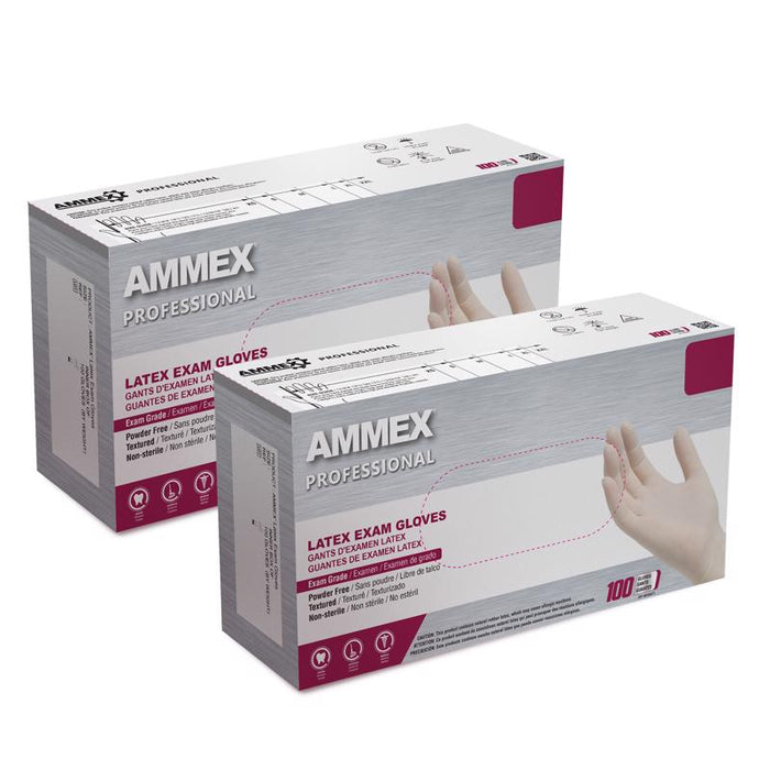 AMMEX Professional Latex Disposable Gloves Medium Ivory Powder Free 100 pk ~ 3-Pack ~ 300 Total